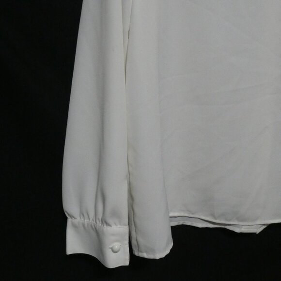 SUSAN HUTTON | size 14 | Elegant White Dress Shirt | Shoulder Pads | Polyester - Picture 12 of 14